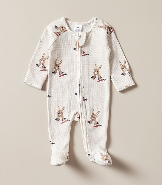Baby Organic Cotton Waffle Bunny Coverall