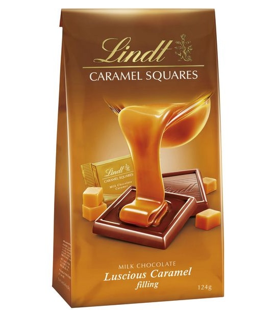 Lindt Caramel Square Milk Chocolate Bag - 124g