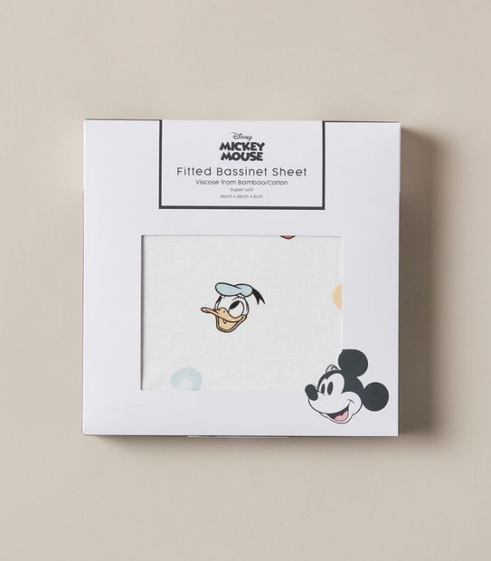 Disney Mickey Mouse Bamboo Fitted Bassinet Sheet