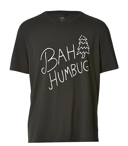 Men's Bah Humbug Christmas T-Shirt - Washed Black