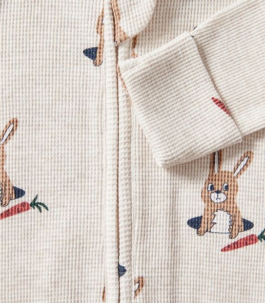 Baby Organic Cotton Waffle Bunny Coverall