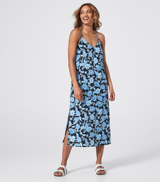 Linen Blend Cami Midi Dress