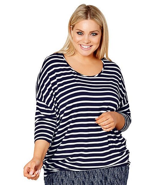 Belle Curve Oversized Top - Navy Blue