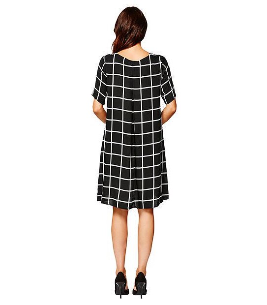 Trapeze Dress - Grid Print