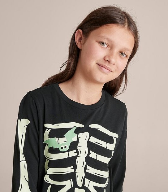 Unisex Kids Family Matching Glow In The Dark Skeleton Pyjama Set