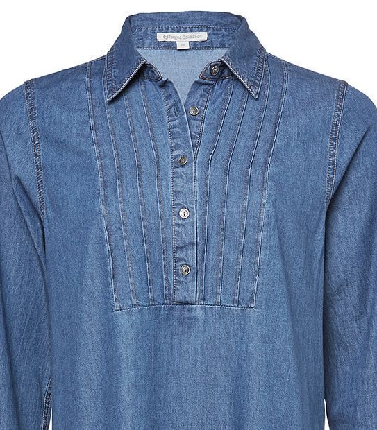 Pintuck Denim Shirt Dress