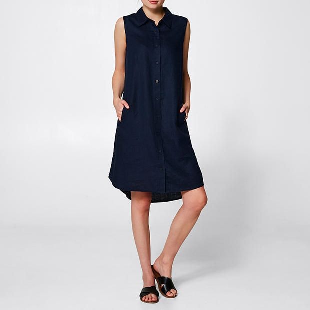 sleeveless linen shirt dress