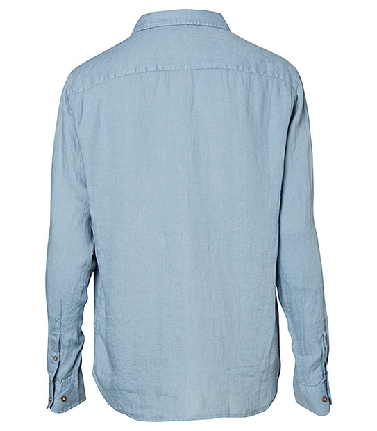 Men's Long Sleeve Linen Shirt - Blue