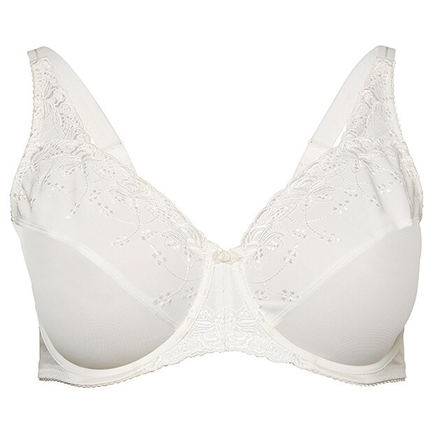 Embroidered Minimising Underwire Bra - Ivory, Style:10081627 Embroidered Minimising Underwire Bra - Ivory, Style:10081627