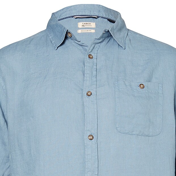 Men's Long Sleeve Linen Shirt Blue Target Australia