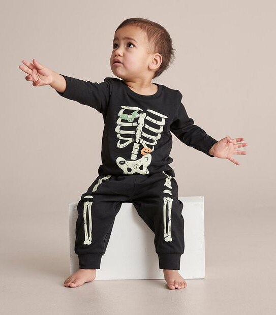 Unsiex Baby Family Matching Glow In The Dark Skeleton Cotton Pyjama Set