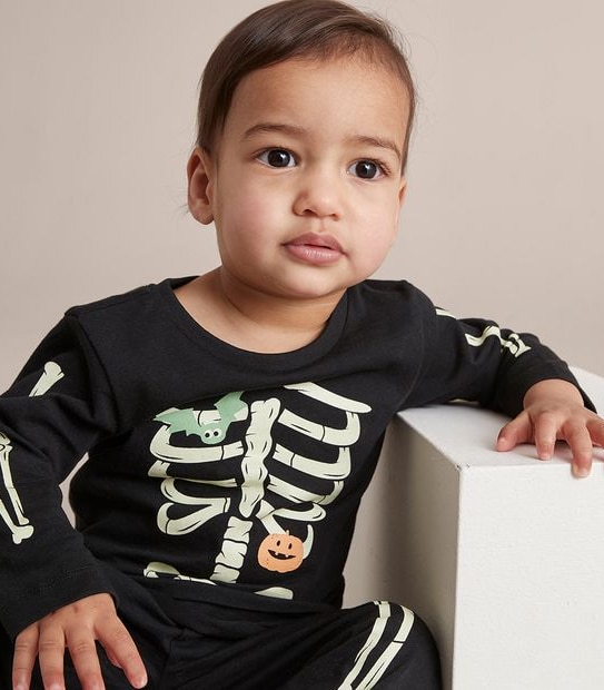 Unsiex Baby Family Matching Glow In The Dark Skeleton Cotton Pyjama Set