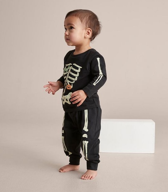 Unsiex Baby Family Matching Glow In The Dark Skeleton Cotton Pyjama Set