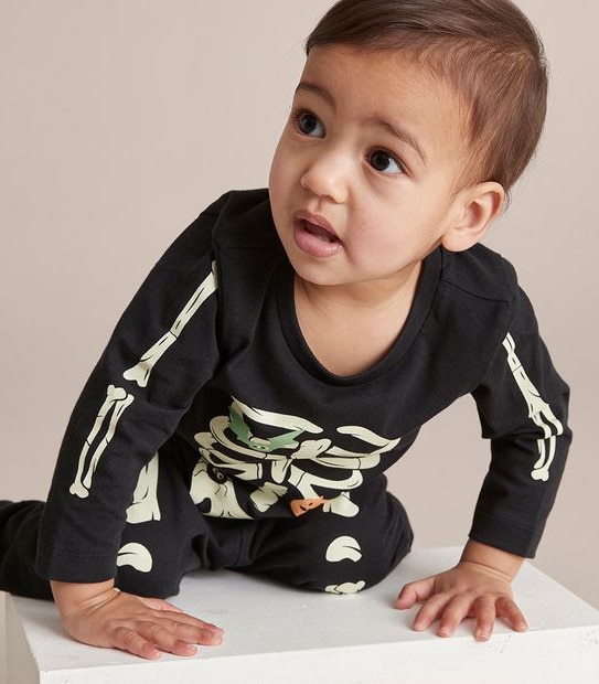Unsiex Baby Family Matching Glow In The Dark Skeleton Cotton Pyjama Set