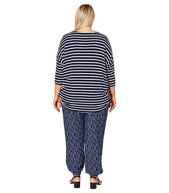 Belle Curve Oversized Top - Navy Blue