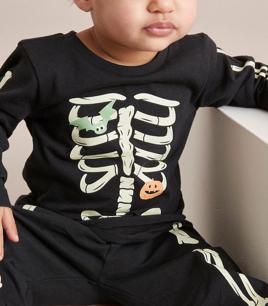 Unsiex Baby Family Matching Glow In The Dark Skeleton Cotton Pyjama Set