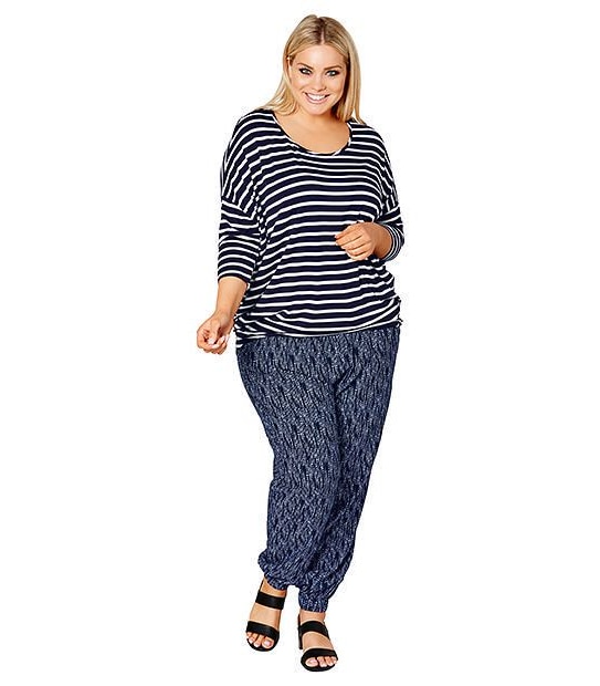 Belle Curve Oversized Top - Navy Blue