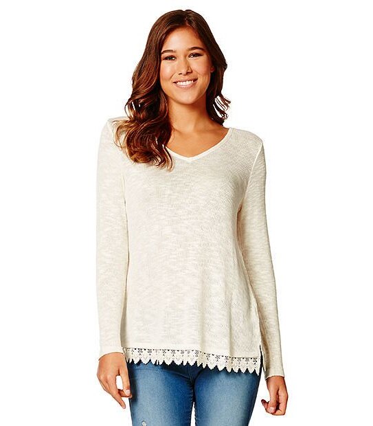 Lily Loves Lace Trim Jumper - Cream