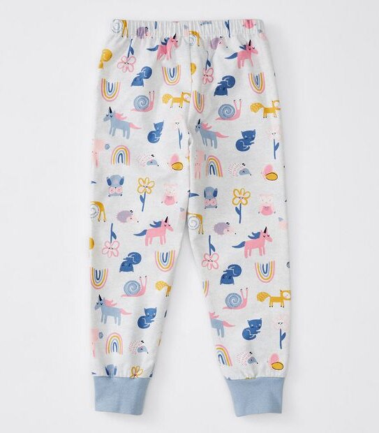 Unicorn Print Flannelette Pyjama Set - Grey