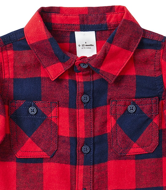 Baby Long Sleeve Red Check Flannelette Shirt