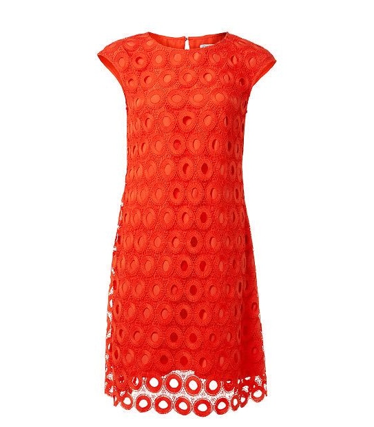 Lace Shift Dress - Orange