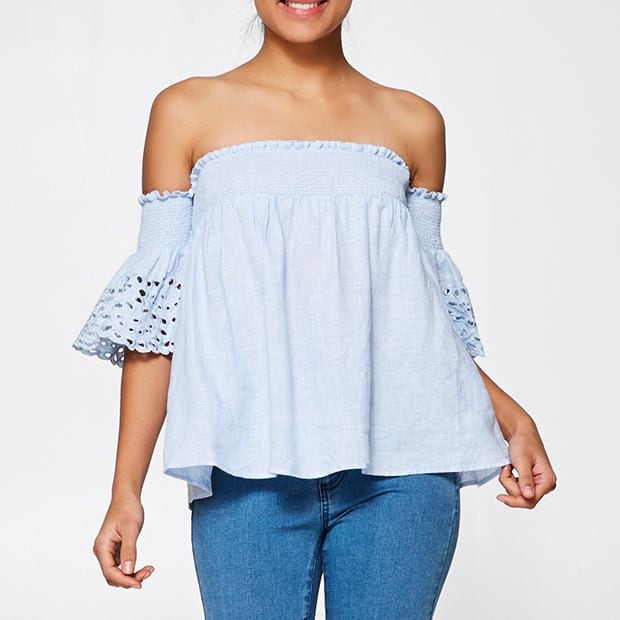 Dannii Minogue Petites Off The Shoulder Linen Top Target Australia