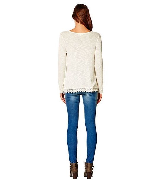 Lily Loves Lace Trim Jumper - Cream