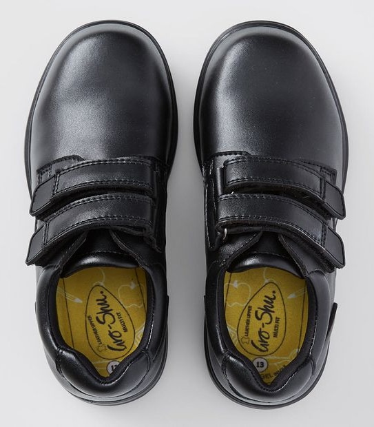 Gro Shu Junior Leather Twin Tab School Shoes