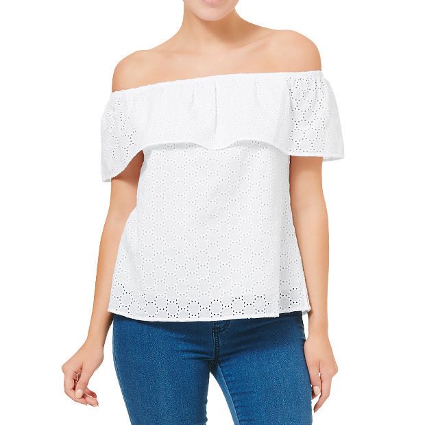 Broderie Off The Shoulder Top Target Australia