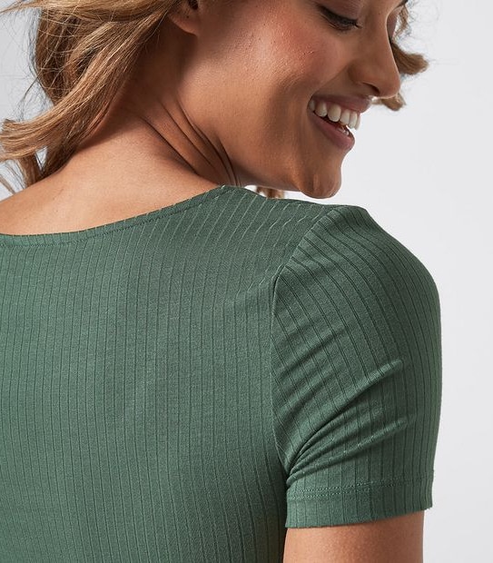 Scoop Neck Button Front T-Shirt