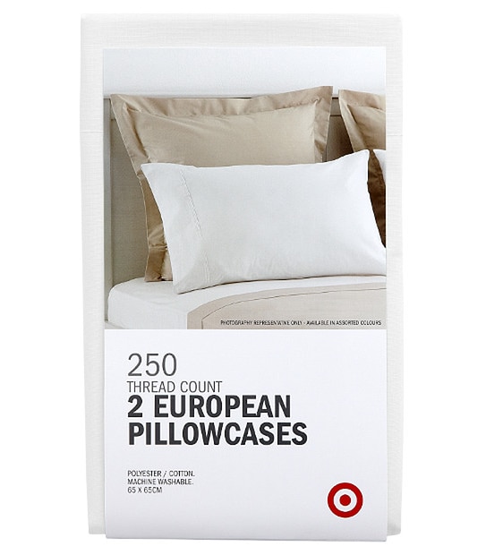 250 Thread Count Euro Pillowcase 2 Pack - White