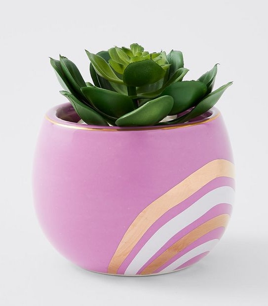 Faux Plant in Rainbow Pot