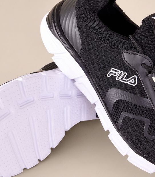 Mens Fila Fermo Knitted Sneakers - Black
