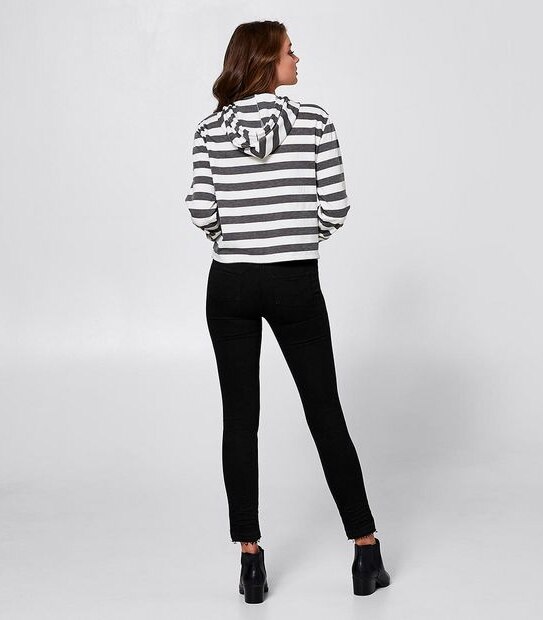 Bettina Liano Crop Zip Hoodie - Stripe