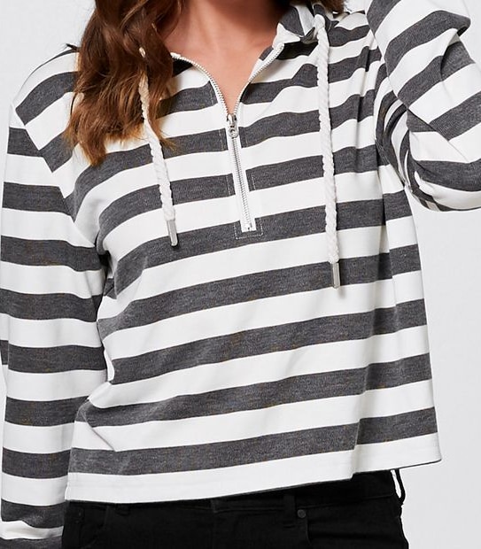 Bettina Liano Crop Zip Hoodie - Stripe