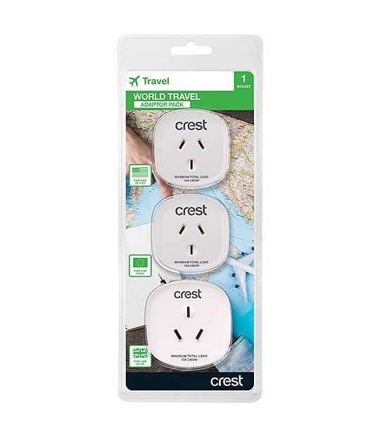 Crest Travel Adaptor - 3 Pack