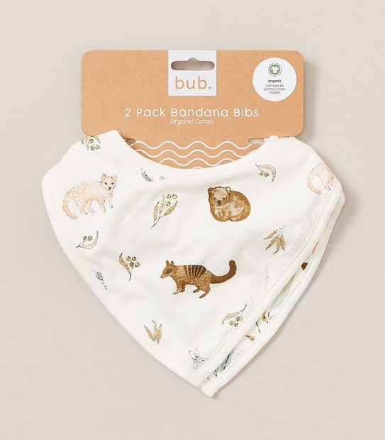 2 Pack bub. Organic Cotton Bandana Bibs