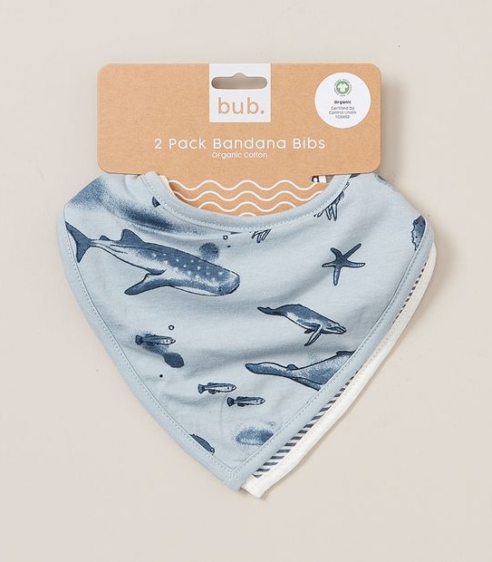 2 Pack bub. Organic Cotton Bandana Bibs