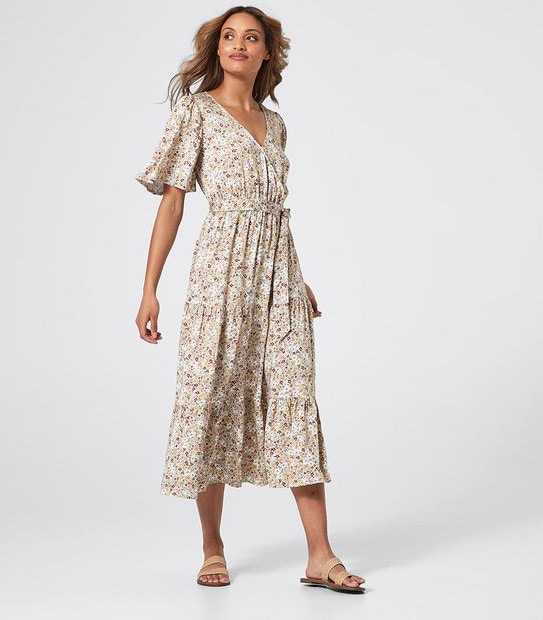Wrap Front Tiered Maxi Dress