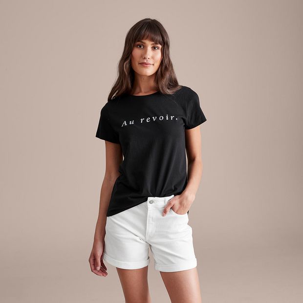 black slogan t shirt