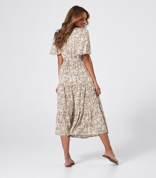 Wrap Front Tiered Maxi Dress