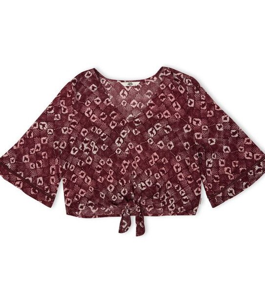 Piping Hot Kimono Sleeve Tie Blouse