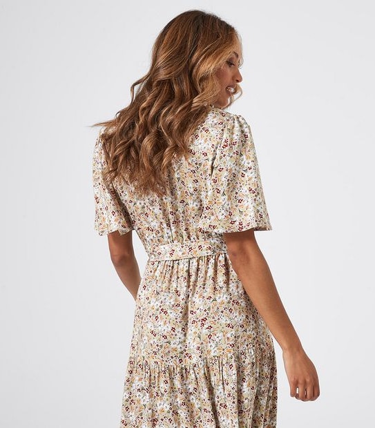 Wrap Front Tiered Maxi Dress