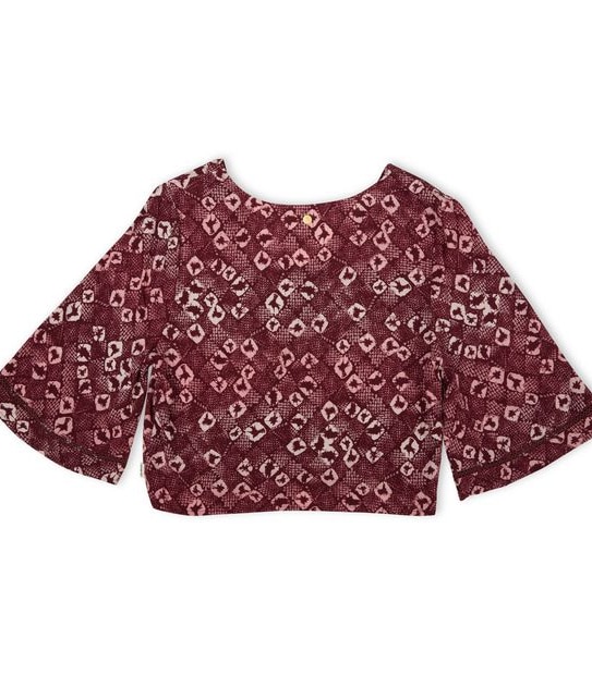 Piping Hot Kimono Sleeve Tie Blouse