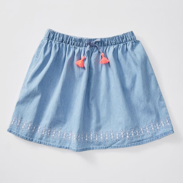 Embroidered Chambray Skirt Embroidered Chambray Skirt