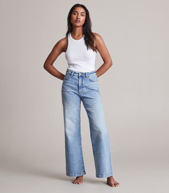 Wide Leg High Rise Full Length Denim Jeans | Target Australia