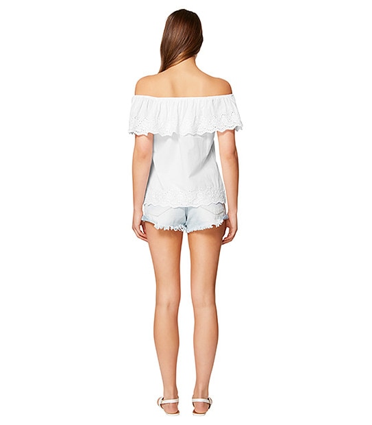Lily Loves Broderie Top - White