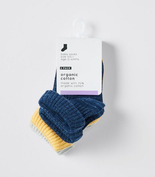 Baby Organic Cotton Socks 3 Pack