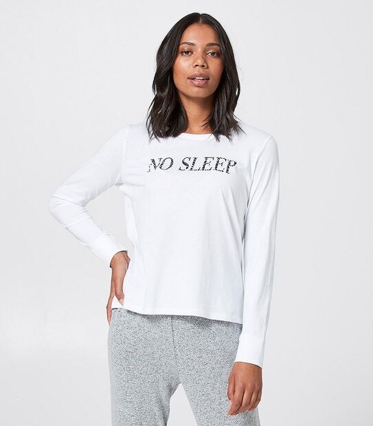 Lily Loves Long Sleeve Sleep T-Shirt - White Slogan