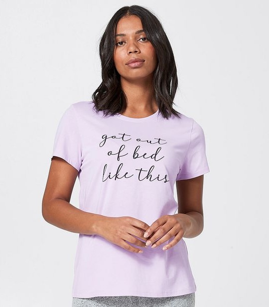 Lily Loves Printed Sleep T-Shirt - Lilac Purple Slogan